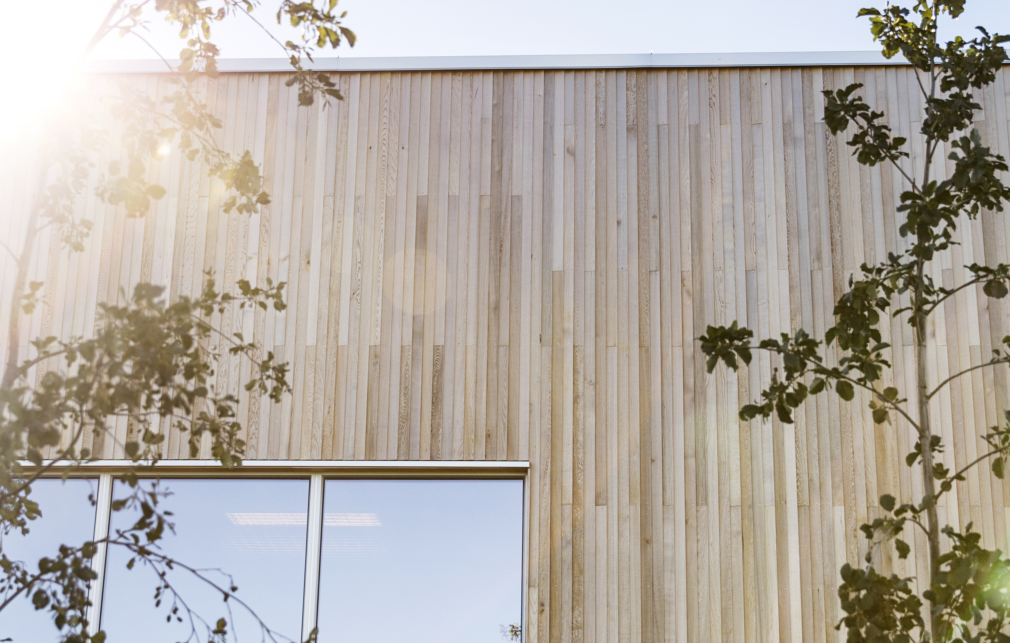 Bø skule med kledning i sedertre fra Moelven